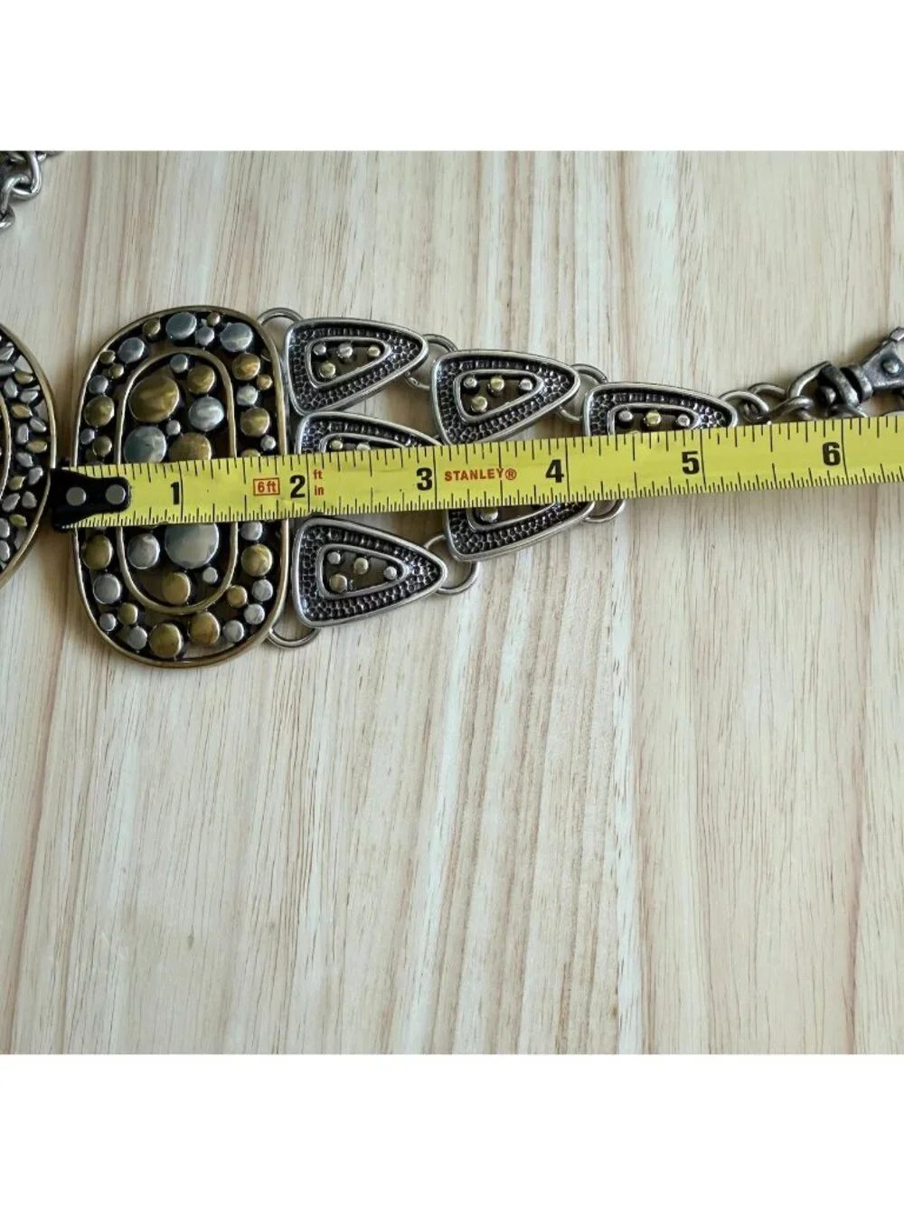 Vintage Chico's Statement Belt L - XL Medallion in Silver and Gold Boho Chic